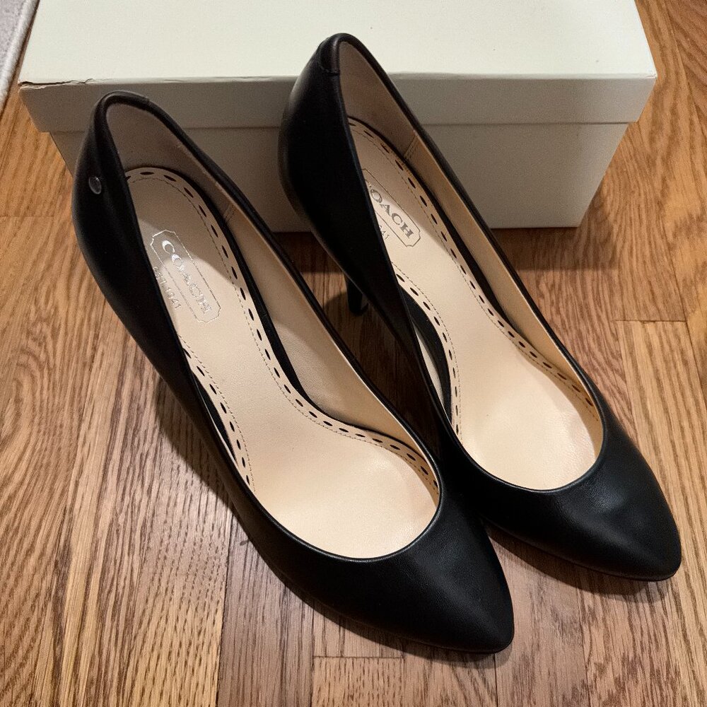 Coach Soft Calf Leather Black Pumps ("Finley" Style)